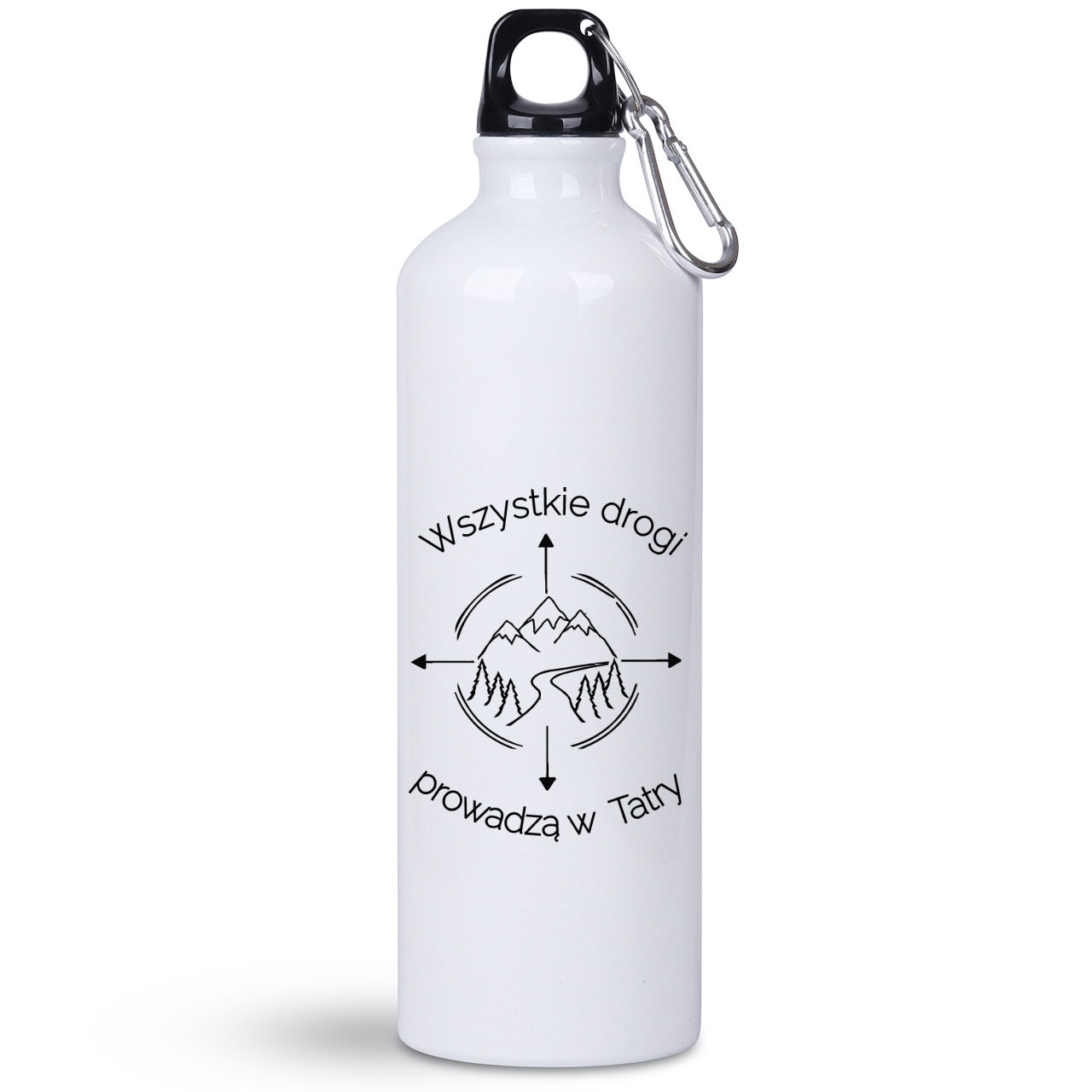 Butelka biała 800 ml z grafiką „Wszystkie drogi prowadzą w Tatry” – Zakopane, Podhale, góry #10