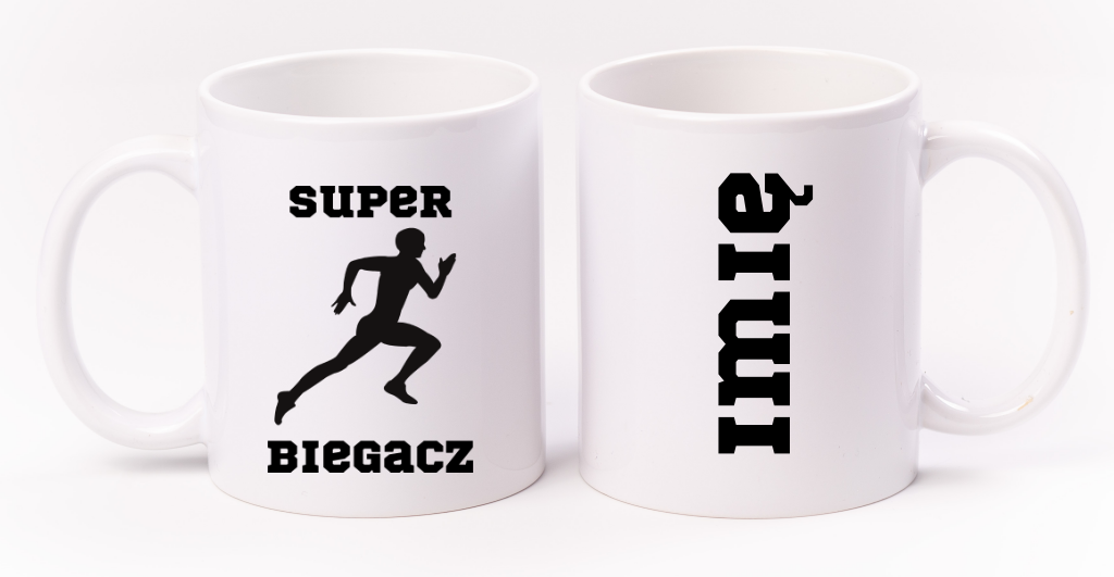 Kubek biały z nadrukiem "Super Biegacz" – bieganie #7