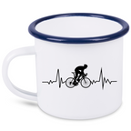 Kubek emaliowany biały z grafiką „Rowerowe EKG” – dla rowerzysty #10