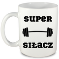 Kubek biały z nadrukiem „Super Siłacz” – na prezent, siłownia #3