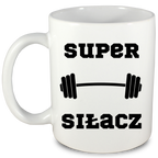 Kubek biały z nadrukiem „Super Siłacz” – na prezent, siłownia #3