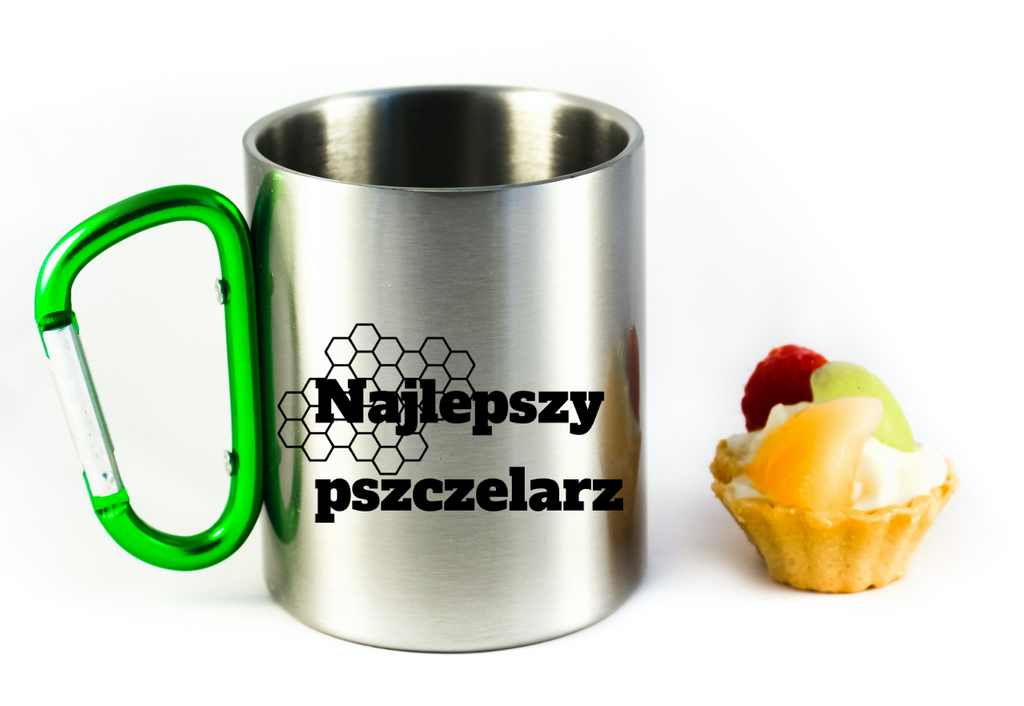 Kubek z zielonym karabińczykiem z nadrukiem "Najlepszy pszczelarz" #3