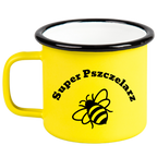 Kubek emaliowany żółty z napisem „Super Pszczelarz” – pszczelarstwo #6