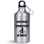 Butelka srebrna 400 ml z nadrukiem „Najszybsza rowerzystka na świecie” – dla rowerzystki #4