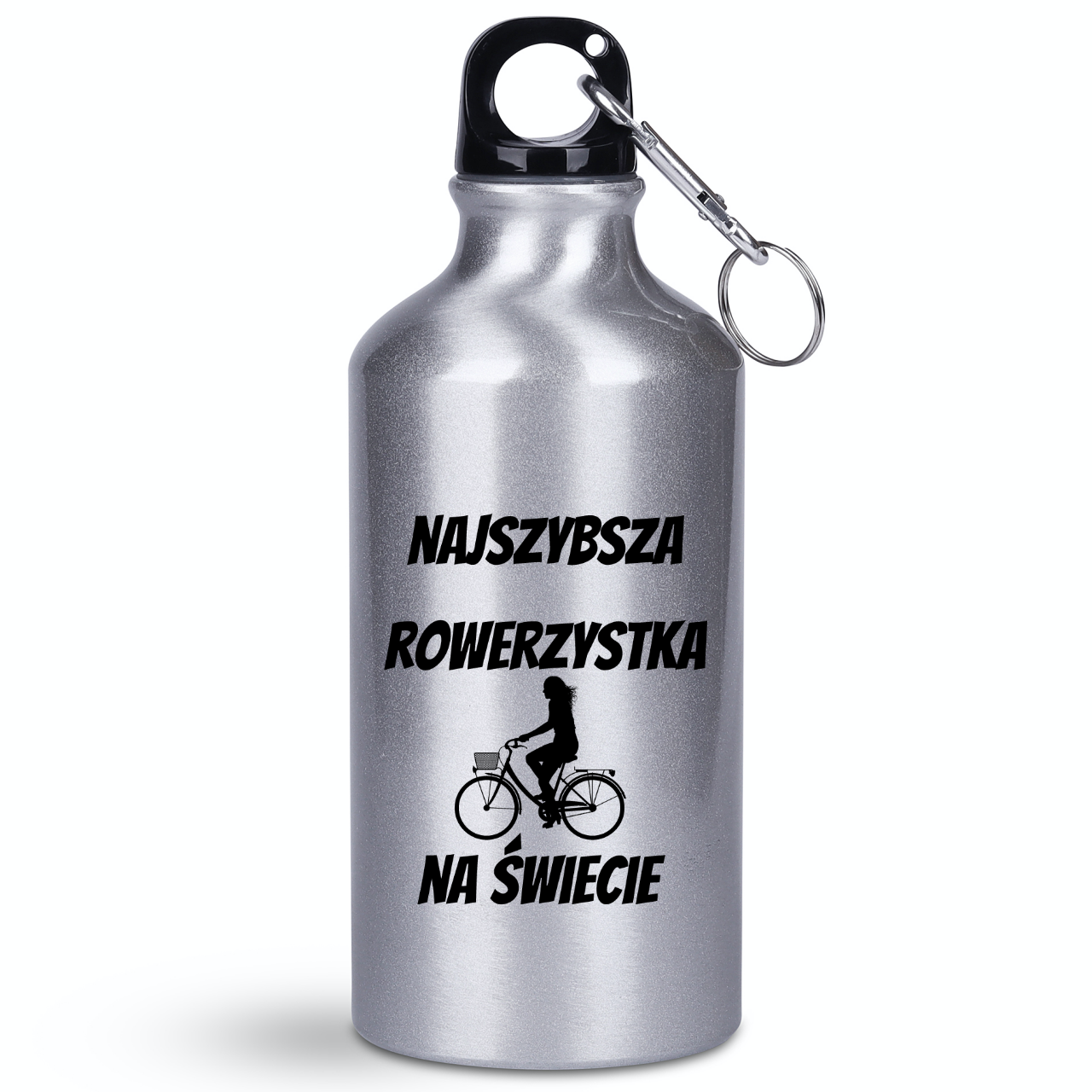 Butelka srebrna 400 ml z nadrukiem „Najszybsza rowerzystka na świecie” – dla rowerzystki #4