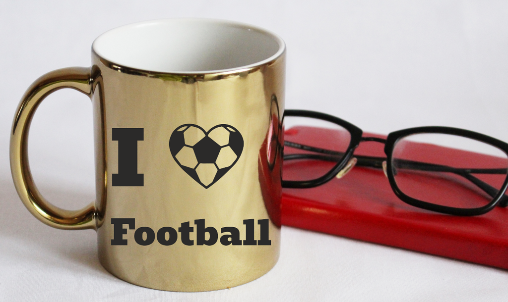 Kubek złoty z nadrukiem "I love Football" - piłka nożna #3