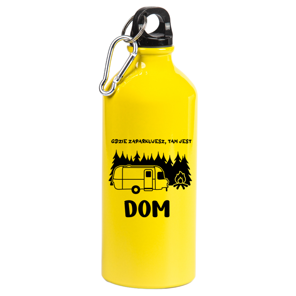 Butelka żółta 600 ml z nadrukiem "Gdzie zaparkujesz, tam jest dom" – camping, namiot, podróże #7